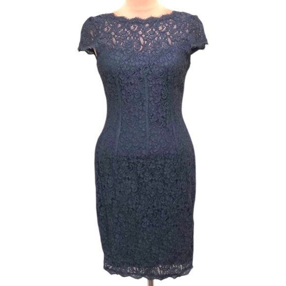 Adrianna Pappell Dress Size 6 Gray Floral Eyelash Lace - Picture 1 of 11